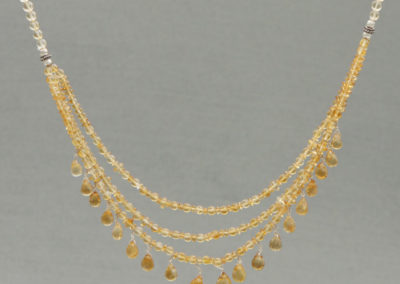 Antique Style Beaded Citrine Necklace, Premium Gemstone Necklace