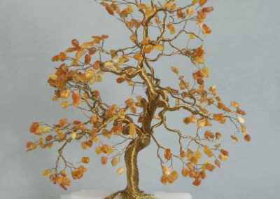 Exquisite Amber Gemstone Tree of Life, 14 Inches