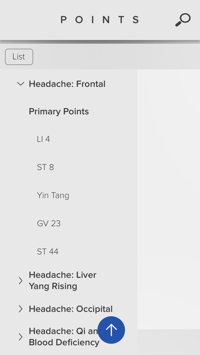 Headache - primary acupoints