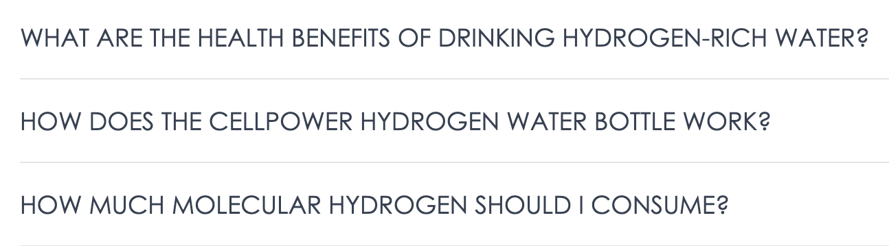 Information about hydrogen water